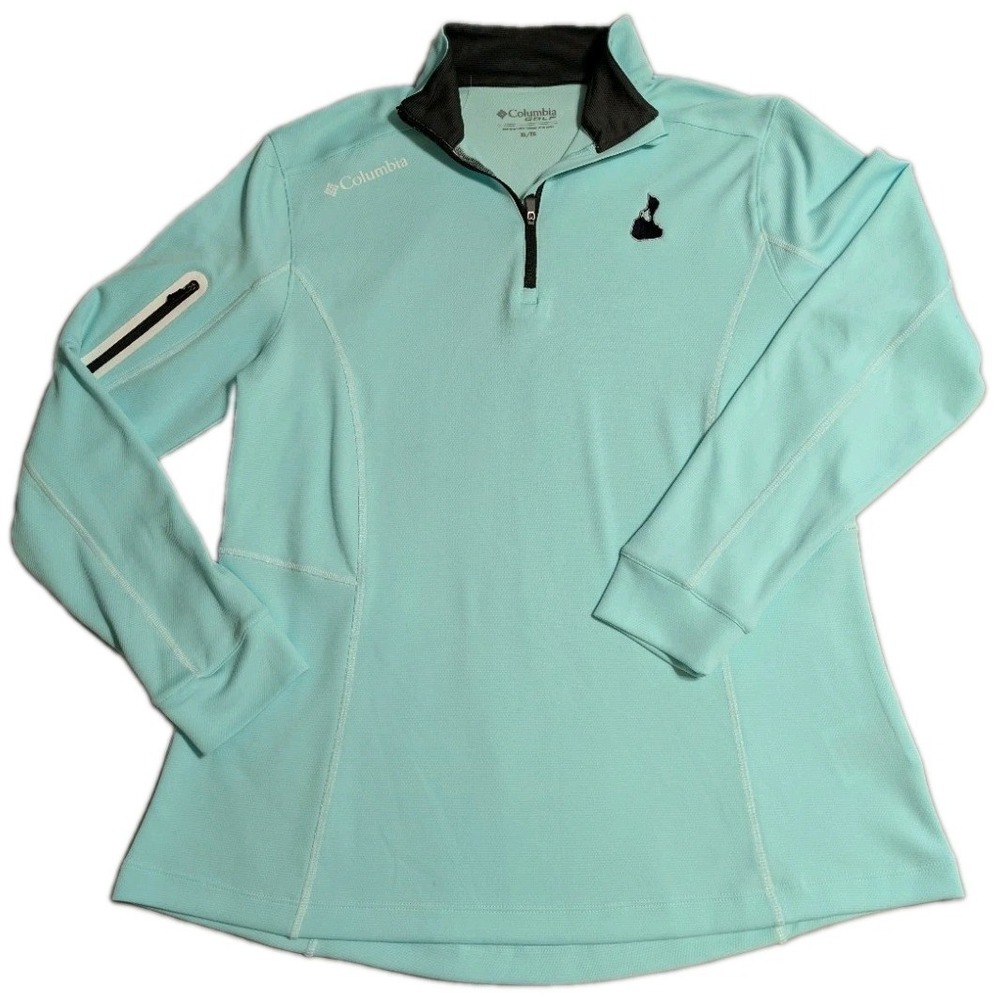 Columbia Golf Womens XL Block Island RI 1/4 Zip Pullover Aqua Long Sleeve